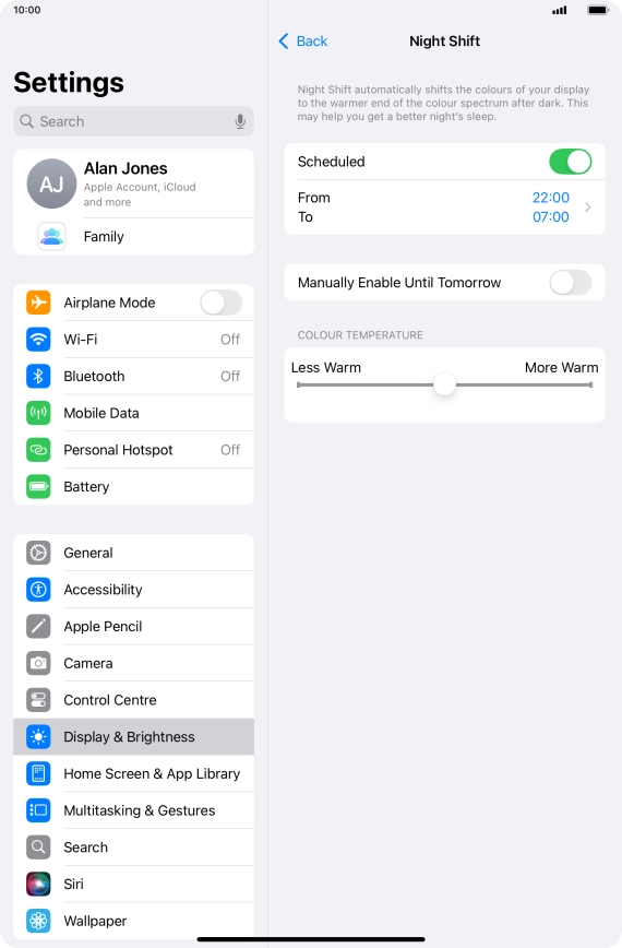 Press the indicator next to 