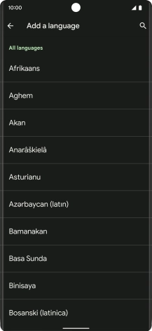 Press the required language to add it to the list of phone languages.
