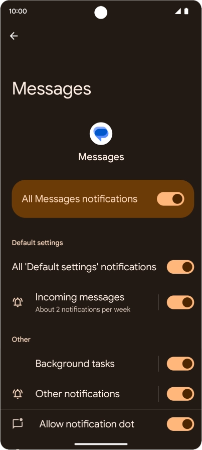 Press the indicator next to 