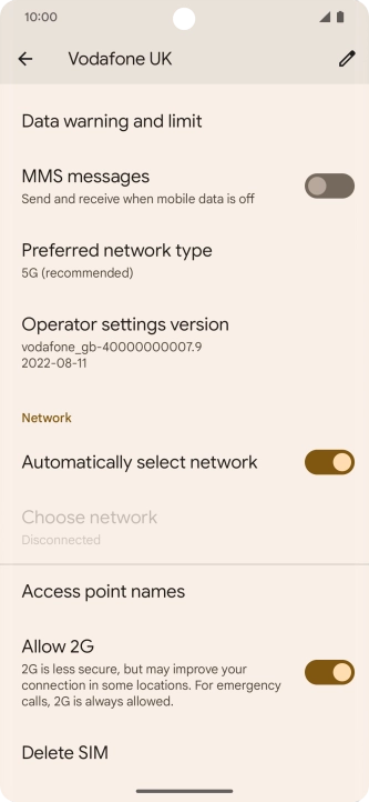 Press Delete SIM and follow the instructions on the screen to delete your eSIM.