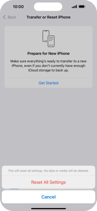 Press Reset All Settings.