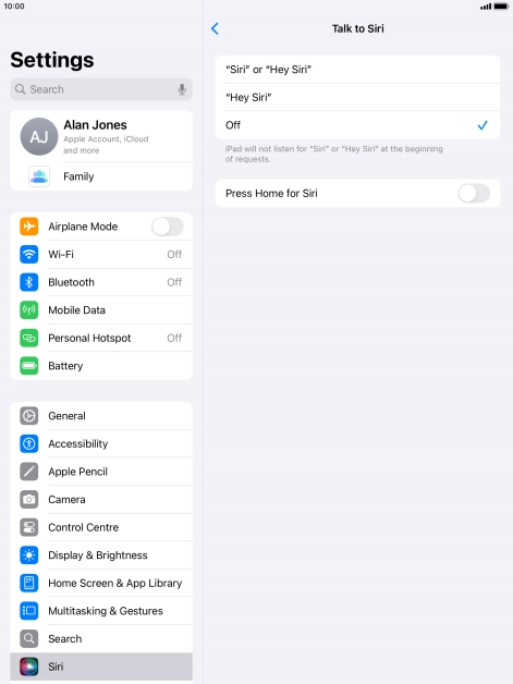 Press the indicator next to 