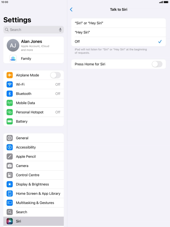 Press the indicator next to 
