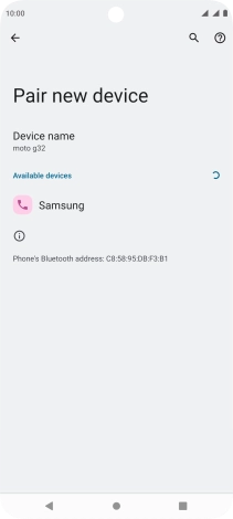 Press the required Bluetooth device and follow the instructions on the screen to pair the device with your phone.