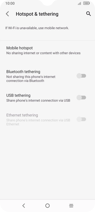 Press Mobile hotspot.