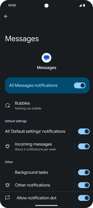 Press the indicator next to 