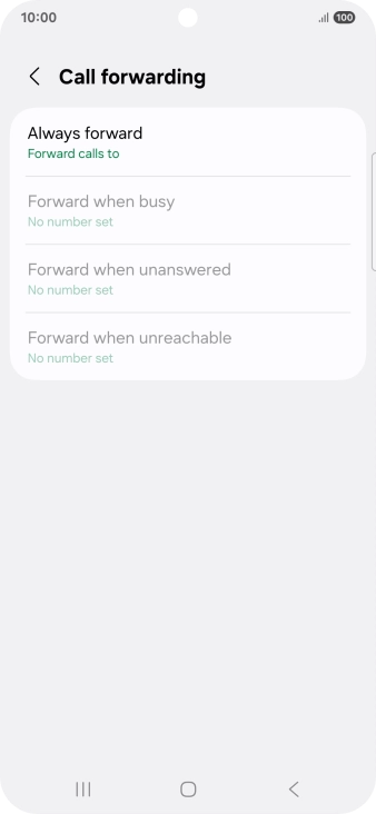Press the required divert type.