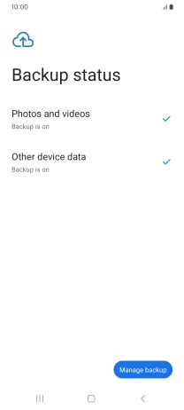 Press Manage backup.