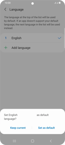 To select the new language as the default phone language, press Set as default. To select the new language as the default phone language, press Set as default.