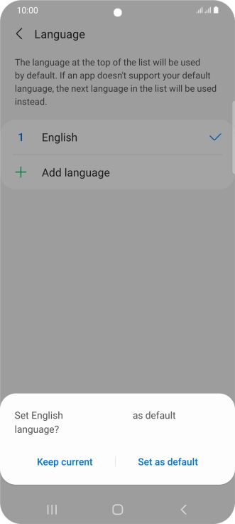 To select the new language as the default phone language, press Set as default. To select the new language as the default phone language, press Set as default.