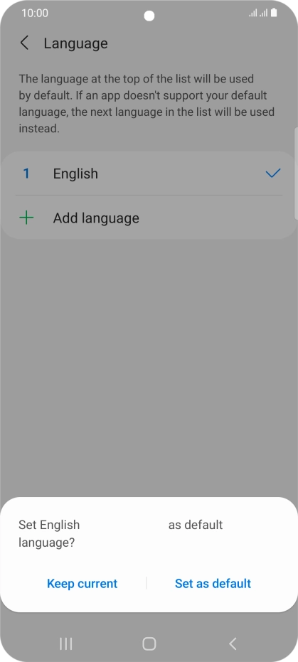 To select the new language as the default phone language, press Set as default. To select the new language as the default phone language, press Set as default.