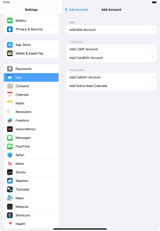 Press Add Mail Account. Press Add Mail Account.