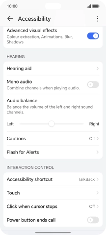 Press the required setting below 