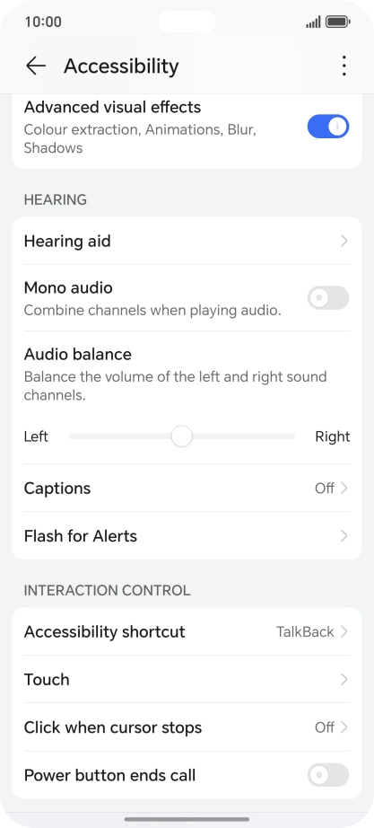 Press the required setting below 