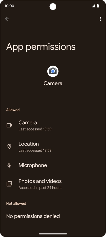 The app activity for the selected app is displayed. The app activity for the selected app is displayed.