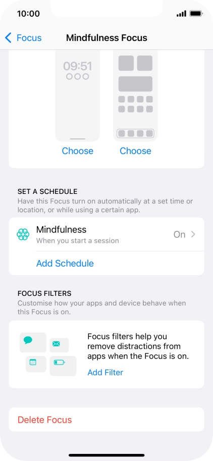 Press the required setting below 