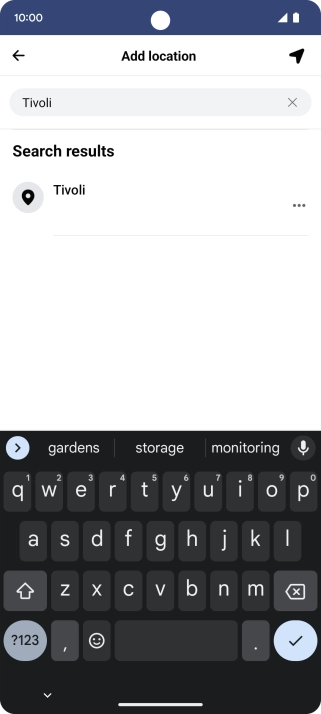 Press the required location.