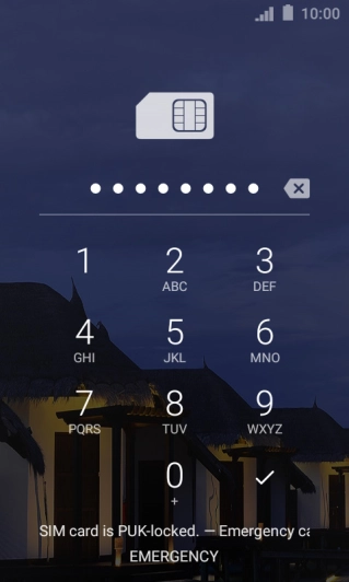 Key in the PUK and press the confirm icon.