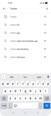 Key in Twitter and press the search icon. Key in Twitter and press the search icon.