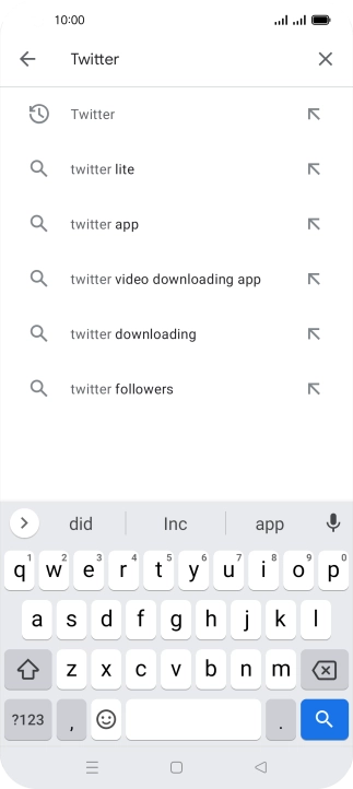 Key in Twitter and press the search icon. Key in Twitter and press the search icon.