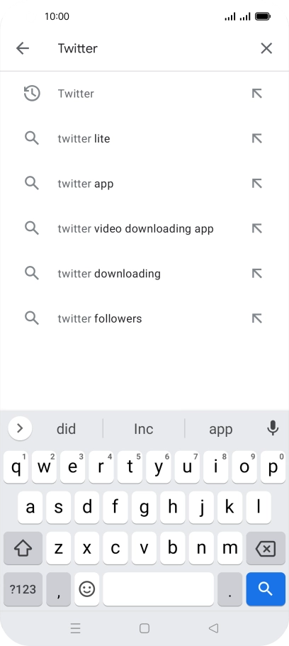 Key in Twitter and press the search icon. Key in Twitter and press the search icon.