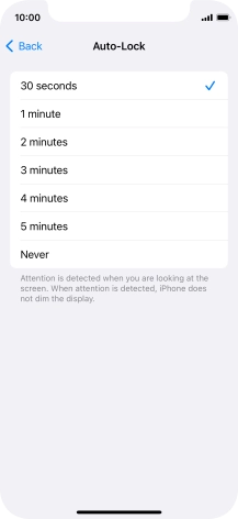 Press the required setting.