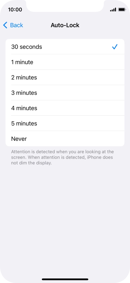 Press the required setting.