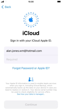 Press Required and key in the password for your Apple ID.