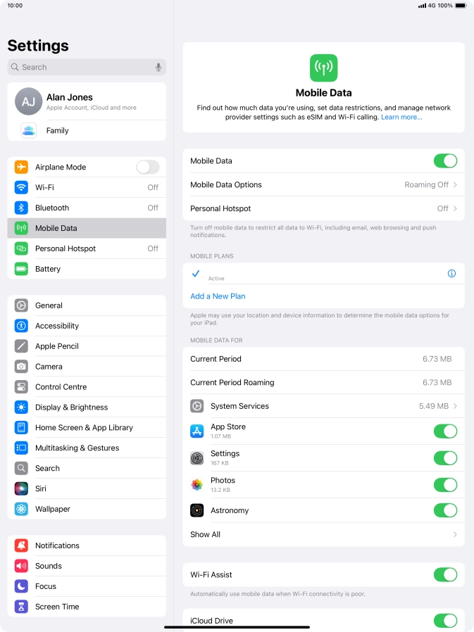 Press Mobile Data Options.