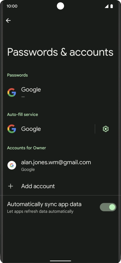 Press the required account.