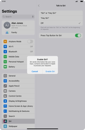 Press Enable Siri.