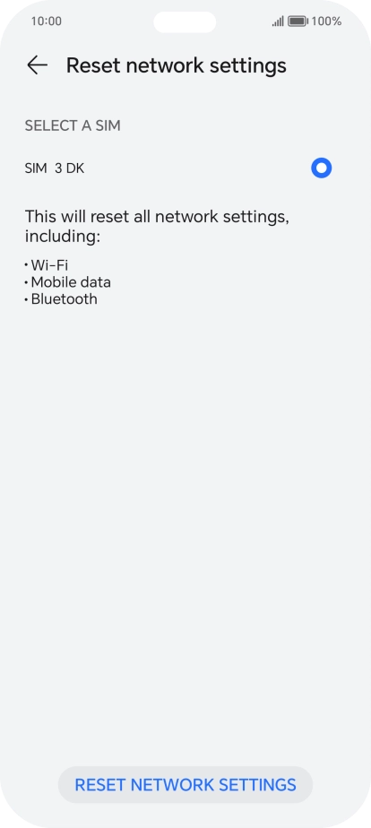 Press RESET NETWORK SETTINGS.