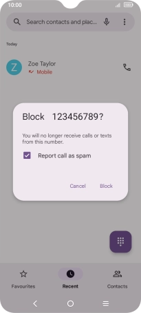 To report the number as spam, press the field next to 