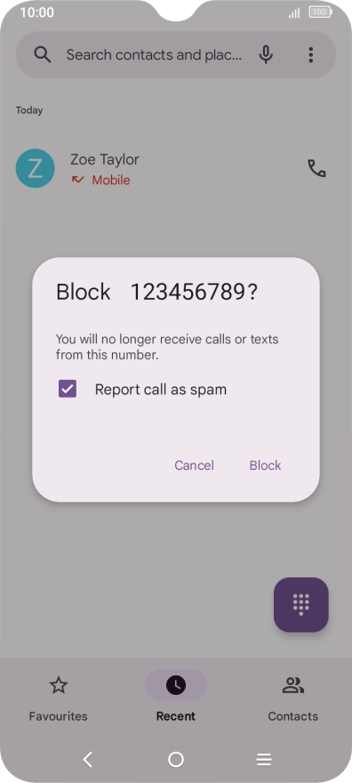 To report the number as spam, press the field next to 