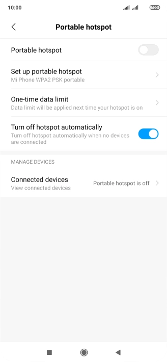 Press Set up portable hotspot.