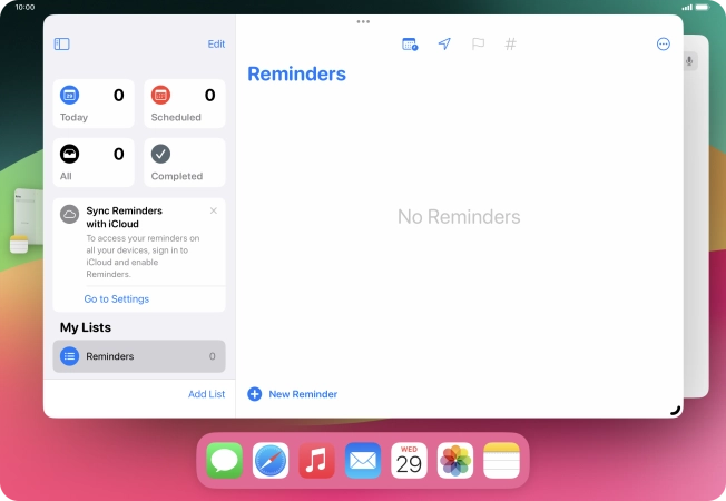 Press the required application in Dock and drag it to the required location on the screen.
