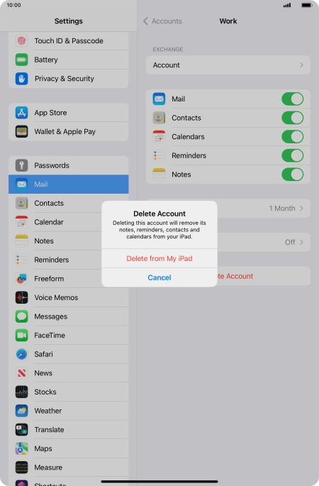 Press Delete from My iPad.