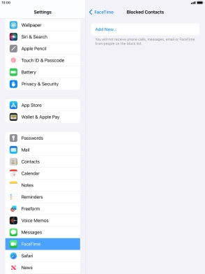 Press Add New... and follow the instructions on the screen to block a contact.