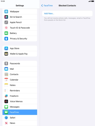 Press Add New... and follow the instructions on the screen to block a contact.