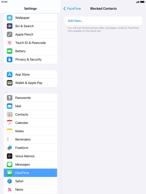 Press Add New... and follow the instructions on the screen to block a contact.