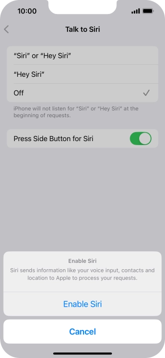 Press Enable Siri.