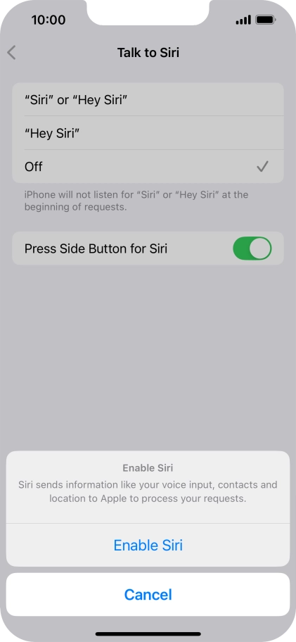 Press Enable Siri.
