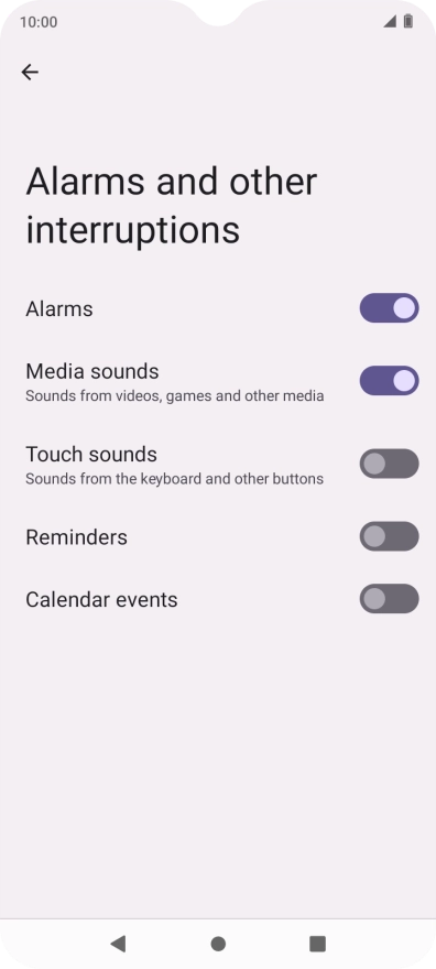 Press the indicators next to the required settings to turn sound for the selected functions on or off.
