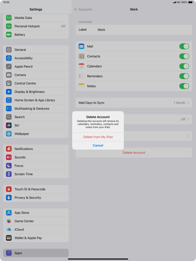 Press Delete from My iPad.