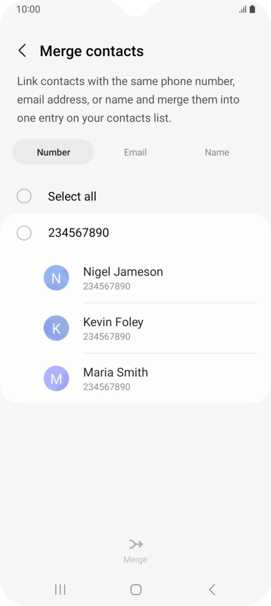 Press the field next to the required number.