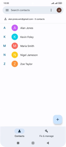 Press the required contact.