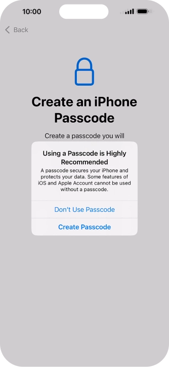 If you turn off the function, press Don't Use Passcode. If you turn off the function, press Don't Use Passcode.