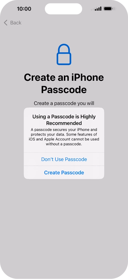 If you turn off the function, press Don't Use Passcode. If you turn off the function, press Don't Use Passcode.