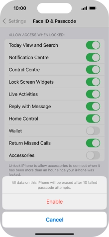If you turn on the function, press Enable. If you turn on the function, press Enable.