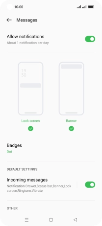 Press Incoming messages.